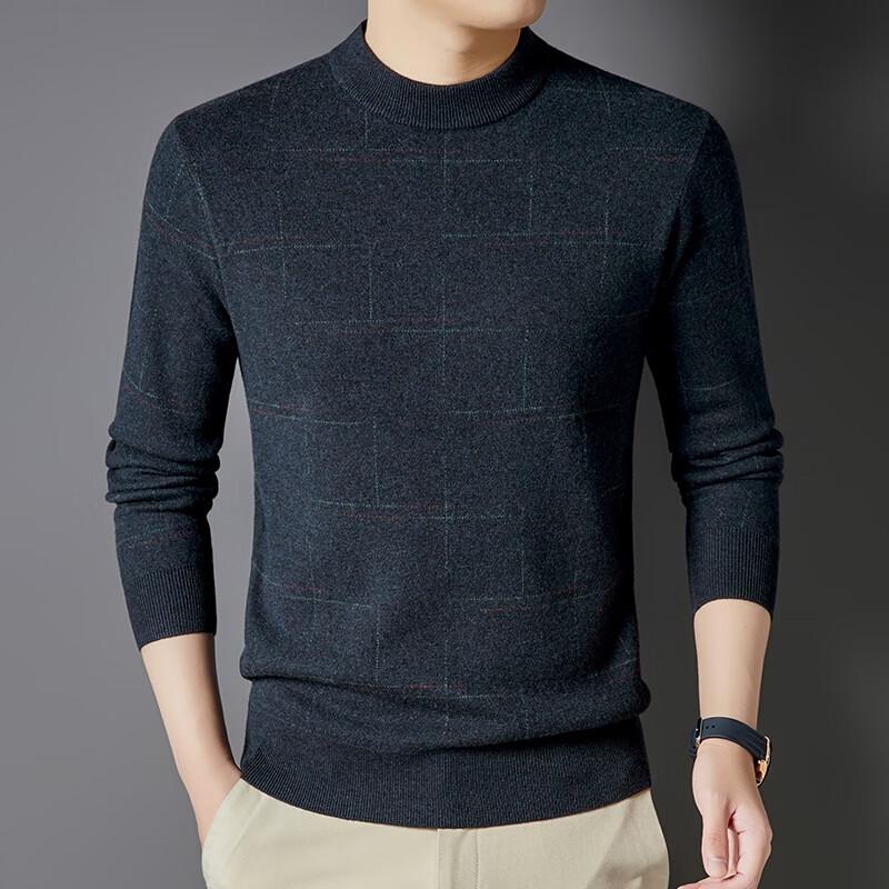 Yiliteng Men's 100% Wool Round Neck Pullover Sweater