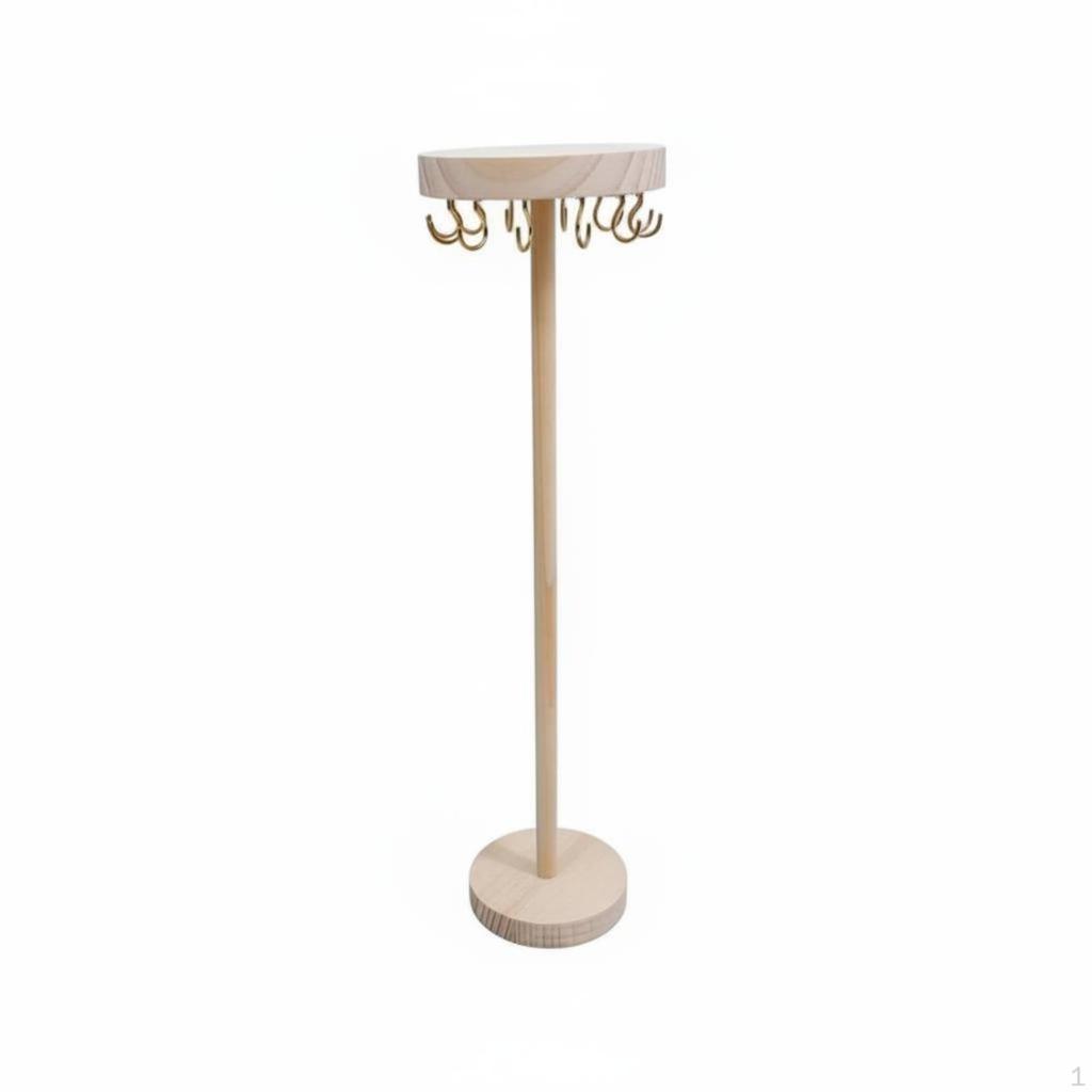 Necklace Display Stand Detachable Jewelry Rack Wooden for Market Stall Wood 12 Hooks