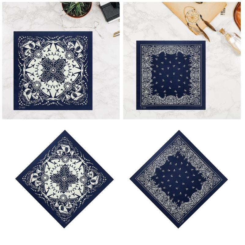 Bandana Stampa 55x55cm Bandane Fiori Western Sciarpa da Collo alla Moda Foulard per Capelli Street Dance Copricapo Hiphop