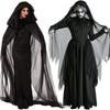 Hooded Multi-color Halloween Long Mesh Universal Devil Cloak Flowing Cloak Cosplay As Witch Stage Party Costume