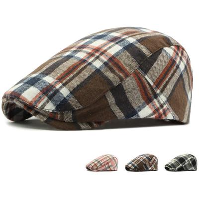 HT4697 Berets Spring Autumn Men Women Caps Vintage Artist Painter Plaid Beret Hat Male Female Ivy Flat Cap Adjustable Beret Caps