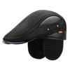 Autumn Winter Plaid Forward Hat Men's Thick Warm Cotton Hat Outdoor Middle-Aged and Elderly Ear Protection Cap Woolen Hat