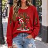 Damen lässiges Weihnachts-Print Rundhals-Oberteil, Feiertags-Grafik-T-Shirt für Partys und den Alltag