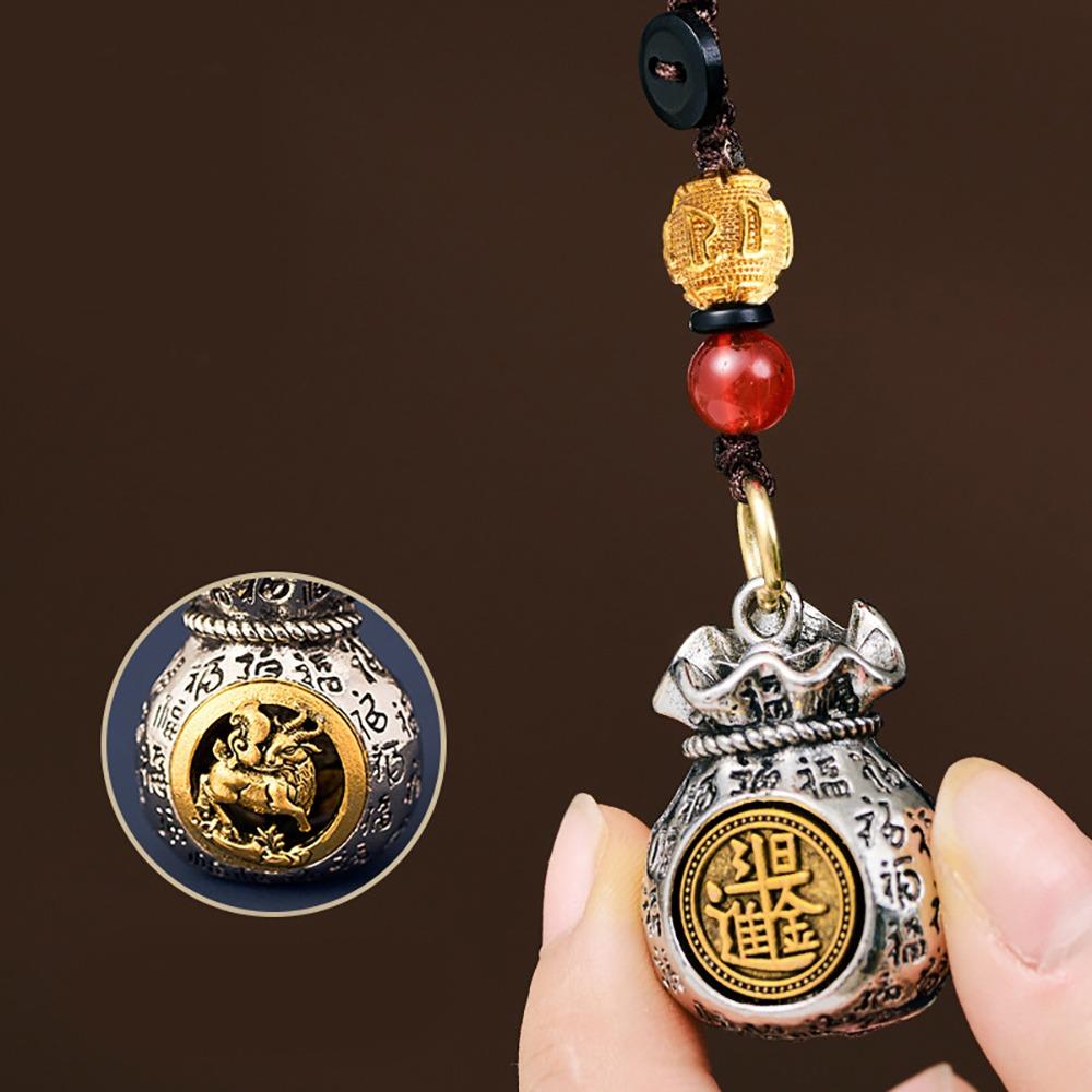 Chinese Style 12 Zodiac Keyring Brass Dragon Keychain Sheep Lucky Bag Pendant  Backpack Decor