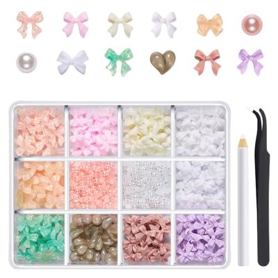1Box 3D Butterfly Nails Charm for Women Mixed Ribbon Resin Nails Art Rhinestones Crafts Nails Supplies Embellishment