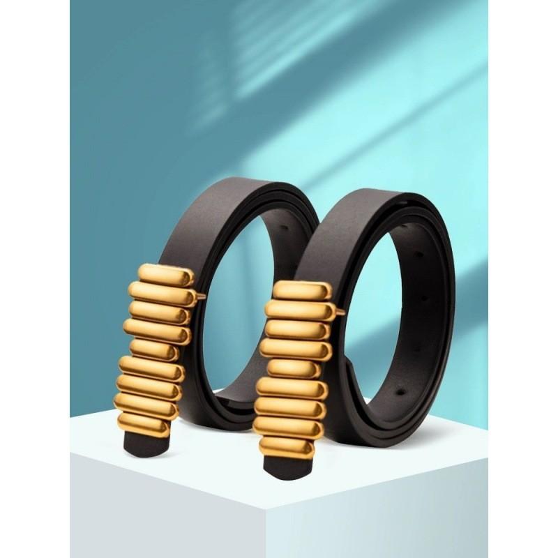 Timeless Womens Black Leather Waist Belt With Copper Buckle For Spring Summer Trends Fashion