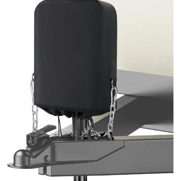 Heavy-Duty Trailer Tongue Jack Cover - Universal Waterproof Protective Cover with Anti-Rust Metal D Ring (Black with D Rings) Black with D rings