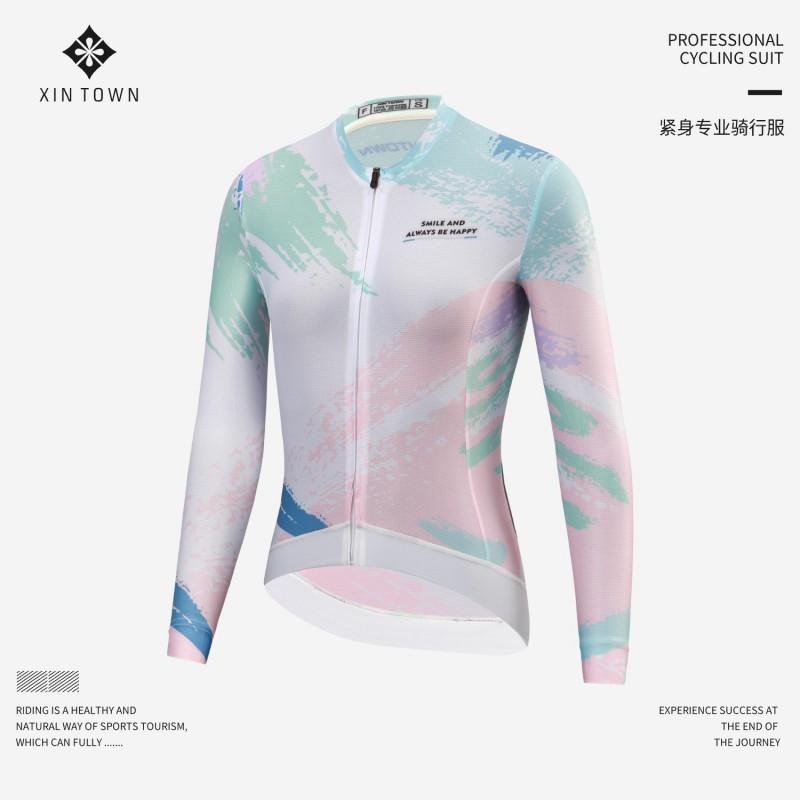 Womens Cycling Jersey Long Sleeve Breathable Quick-Dry Performance Top Road Bike