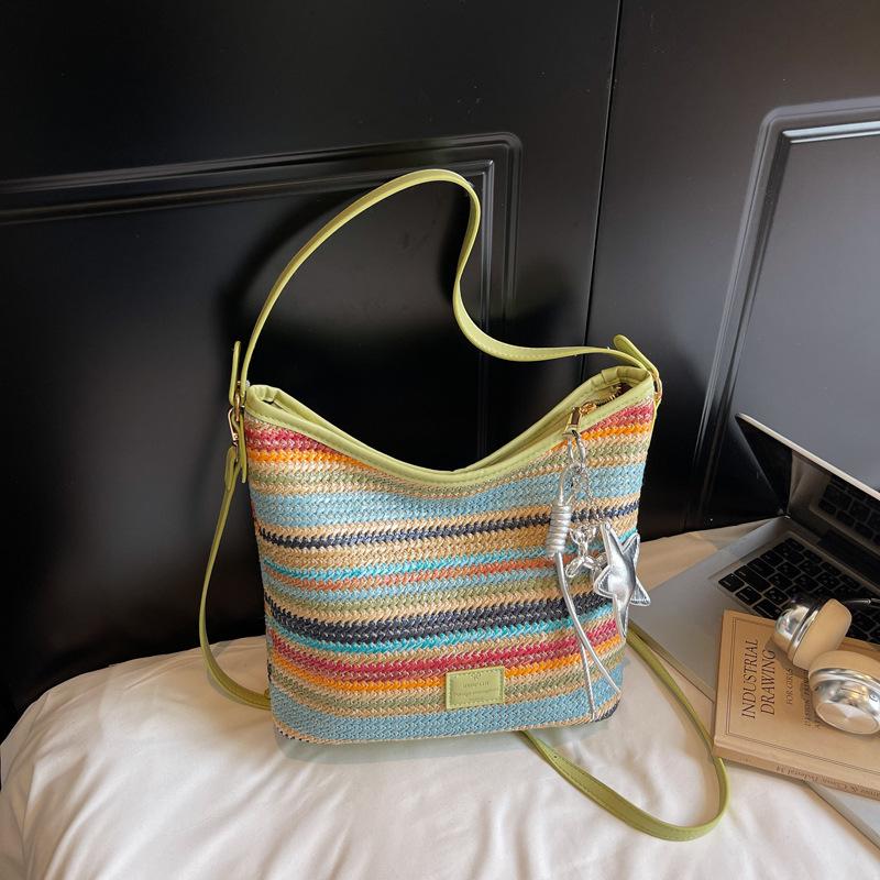 Popular Fashion Color-matching Casual Bucket Bag Elegant Shoulder Bag