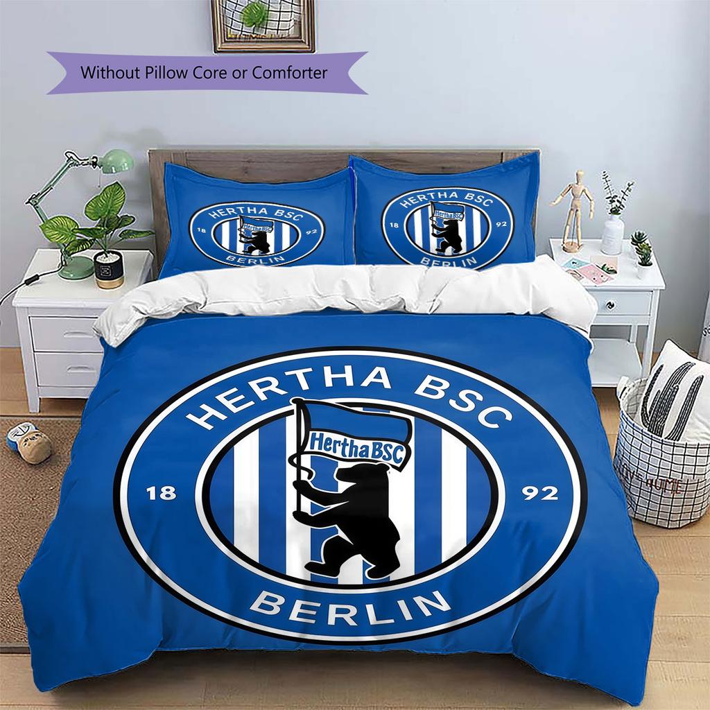 Hertha BSC Pattern Bedding,Quilt Set Quilt Cover Pillowcase Home Birthday Gift(1 * Duvet Cover + 2 * Pillowcase, Without Core)