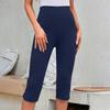 Women's Mid Rise Capri Leggings Loose Fit Button Split Casual Cropped Pants Summer Stretch Daily Bottoms