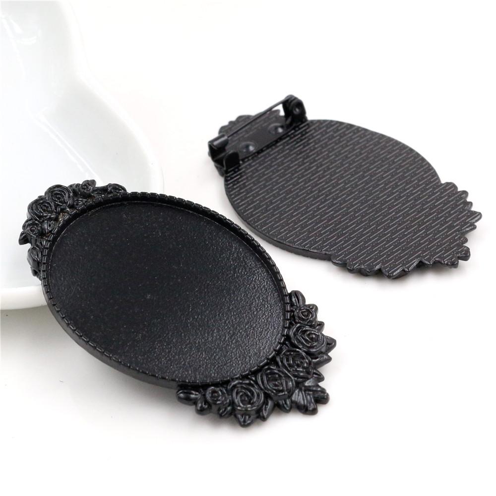 New Fashion 5pcs 30x40mm Inner Size Antique Silver Plated Gold Color Bronze Black Pin Brooch Simple Style Base Setting Pendant