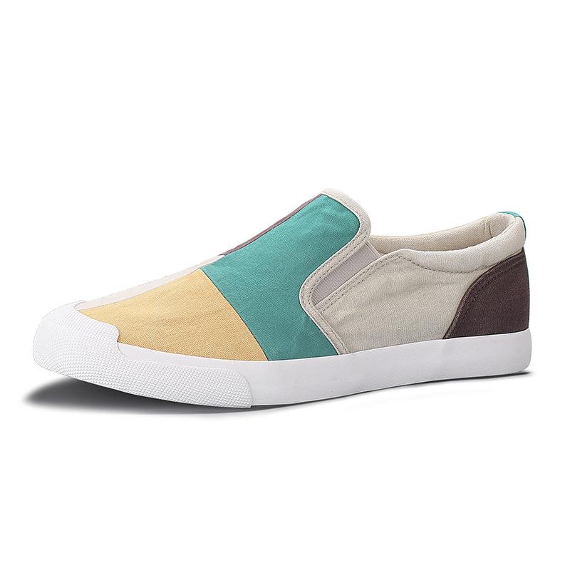 Spring Men's New Canvas Shoes Color Blocking Versatile Korean Style Trendy Low-top Foot Lazy Shoes Casual Shoes Men