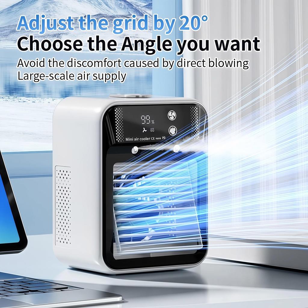 Tragbare Klimaanlage, mobiler Klimatisierungsfilter, 2/4-Stunden-Timer, 3 Geschwindigkeitsstufen, leise, intelligentes Digitaldisplay, für Zuhause, Schlafzimmer und Außenbereich