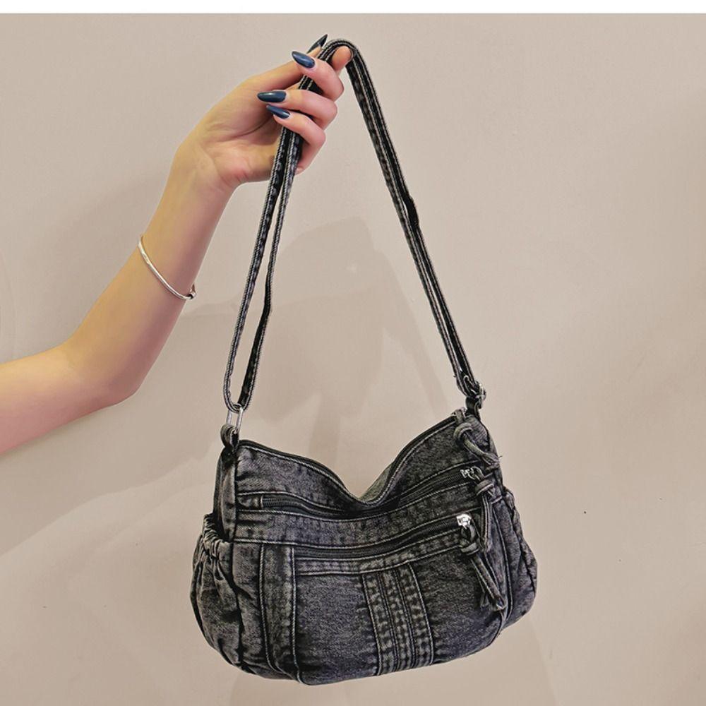 Vintage Cowboy  Crossbody Bag High Capacity Denim Shoulder Bag Women'S Armpit Bag  Girls