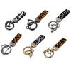 Keychain Wristlet with Leopard Inspired Pattern, Metal Hardware, Large Opening Clasp and Removable Screw-Pin Fastener