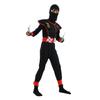 Halloweenský kostým ninjy Kostým ninjy na převlečení pro děti Černý luxusní kostým ninjy pro chlapce s nožem vidličkou pro děti (10-12 let)