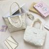 Korean Style Quilted Bow Embroidery Handheld Canvas Handbag for Women 2026 New