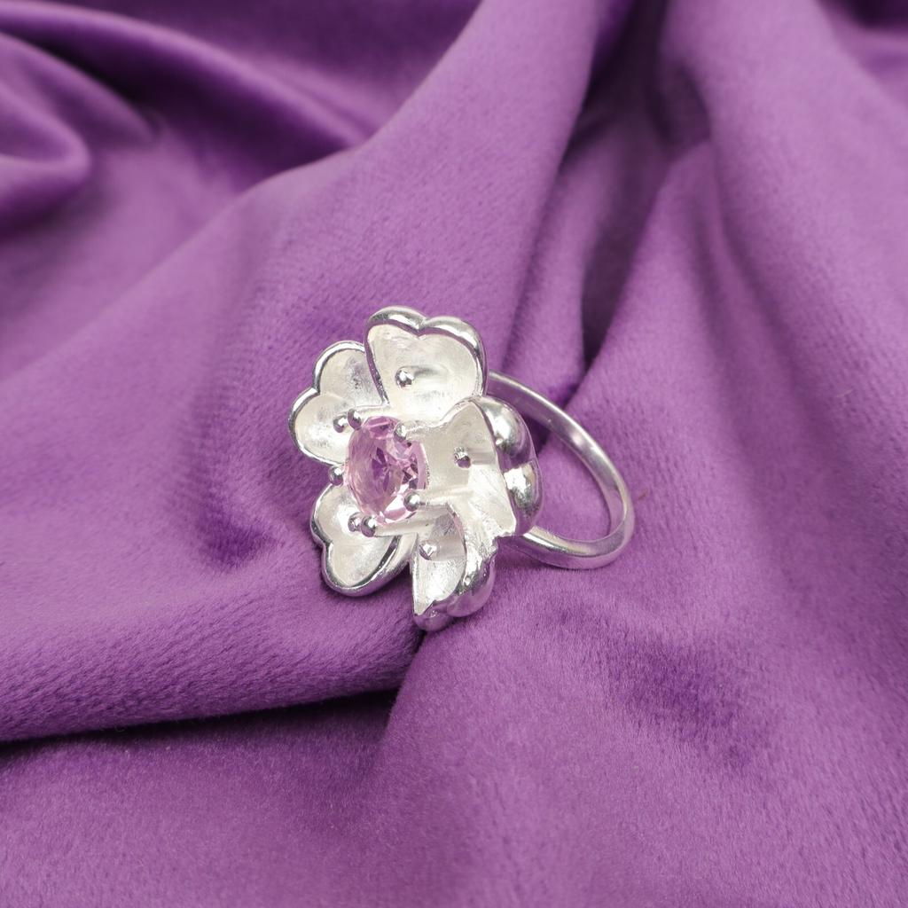 Morganite Gemstone 925 Sterling Silver Jewelry Handmade Ring Gift For Girlfriend CZR-1-15