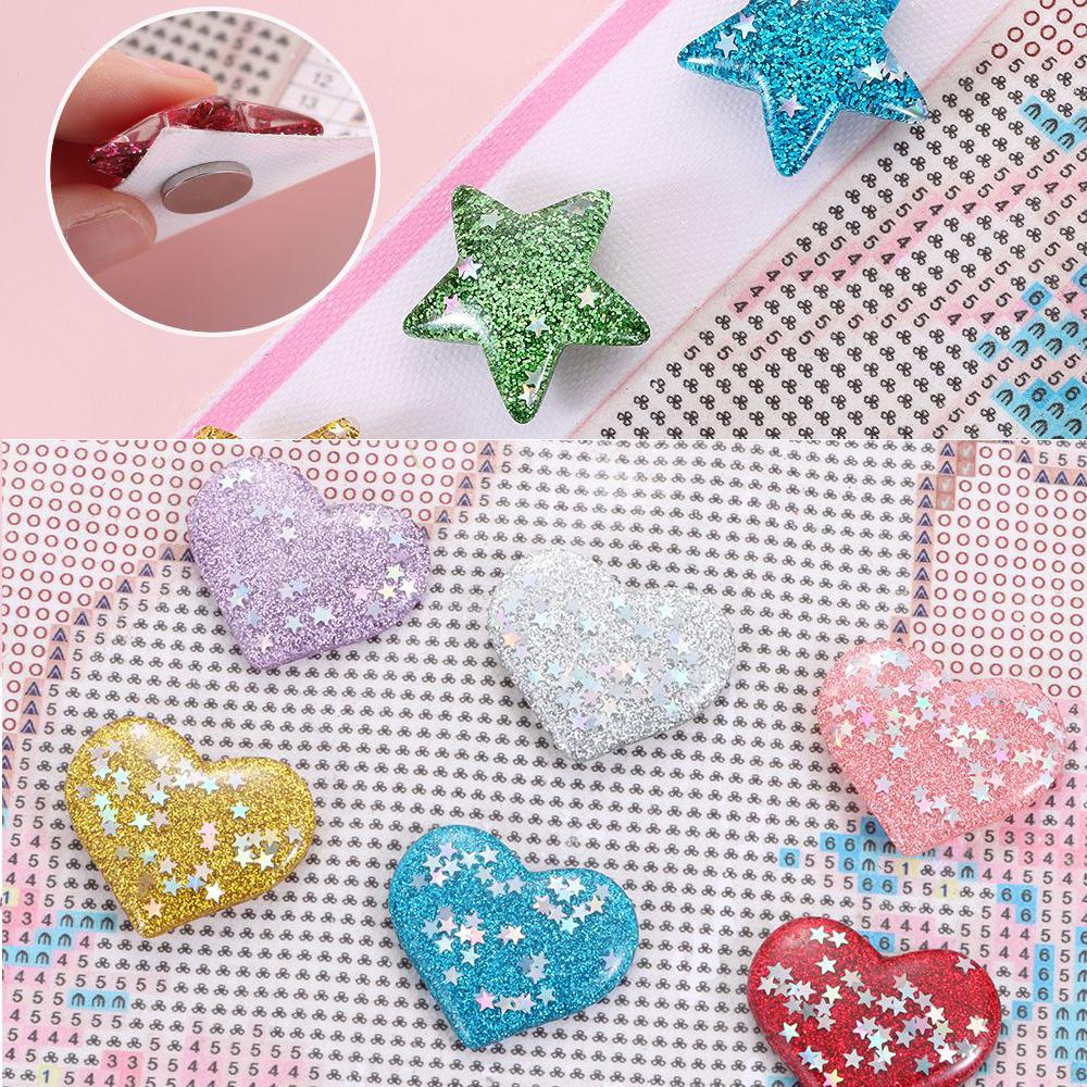 Pentagram Heart Diamond Painting Cover Holder Magnet Cover Core Fridge Magnet Star Diamond Painting Tool Cross Stitch Accessory