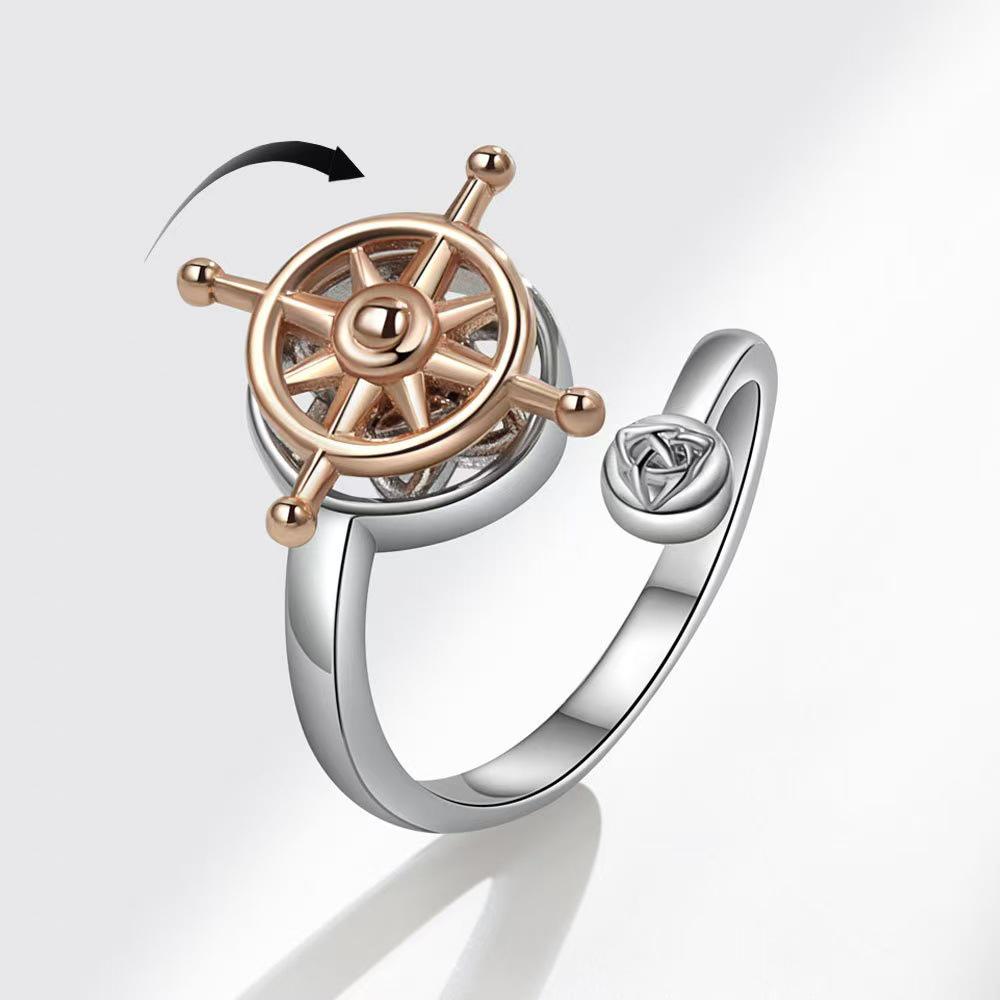 Personalized Daisy Rotating Ring with Micro-inlaid Zirconia - Fashion Anxiety Jewelry