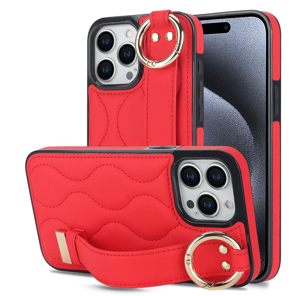 PU Leather Ring Wrist Strap Phone Case for IPhone 15 14 Plus 13 12 Mini 11 Pro Max X XS XR 7 8 Plus Holder Shockproof Cover