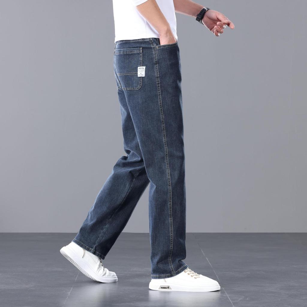 Stretch loose men's jeans summer fashion denim trousers trendy light business thin style