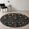 Gothic Herbal Wildflower Round Rug Dark Floral Accent Living Room Home Bedroom Decoration Carpet