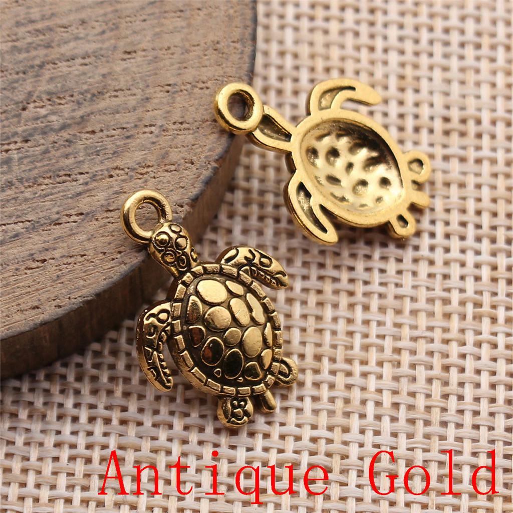 Turtle Shaped Charms Pendant For Bracelet Necklace Jewelry Making Craft Findings