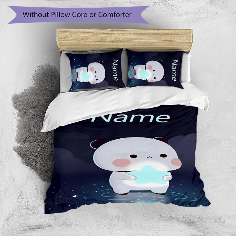 3pcs Custom Name Bubu Dudu Bedding Set Duvet Cover Closure Includes 1 Duvet Cover & 2 Pillowcases for All Seasons Bedroom Decor