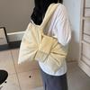 2025 New Style Simple Canvas Bag One-shoulder Handbag Cute Exquisite Bow Knot Niche Cross-slung Commuter Tote