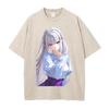 Hot Anime Re ZERO Emilia Kawaii Print T-shirt Men Women Short Sleeve Clothing Cotton Tshirt Retro Washed T Shirt Male Manga Tops