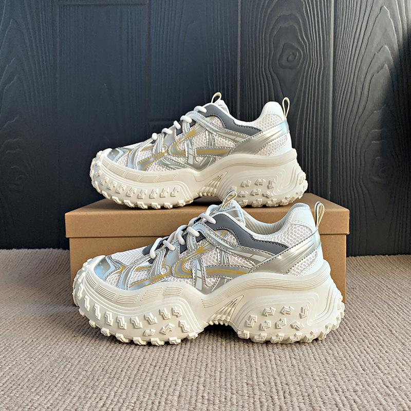 

Thick-soled dad shoes women s 2025 spring and autumn new tire sole fashion casual shoes small height-increasing mesh sneakers 35