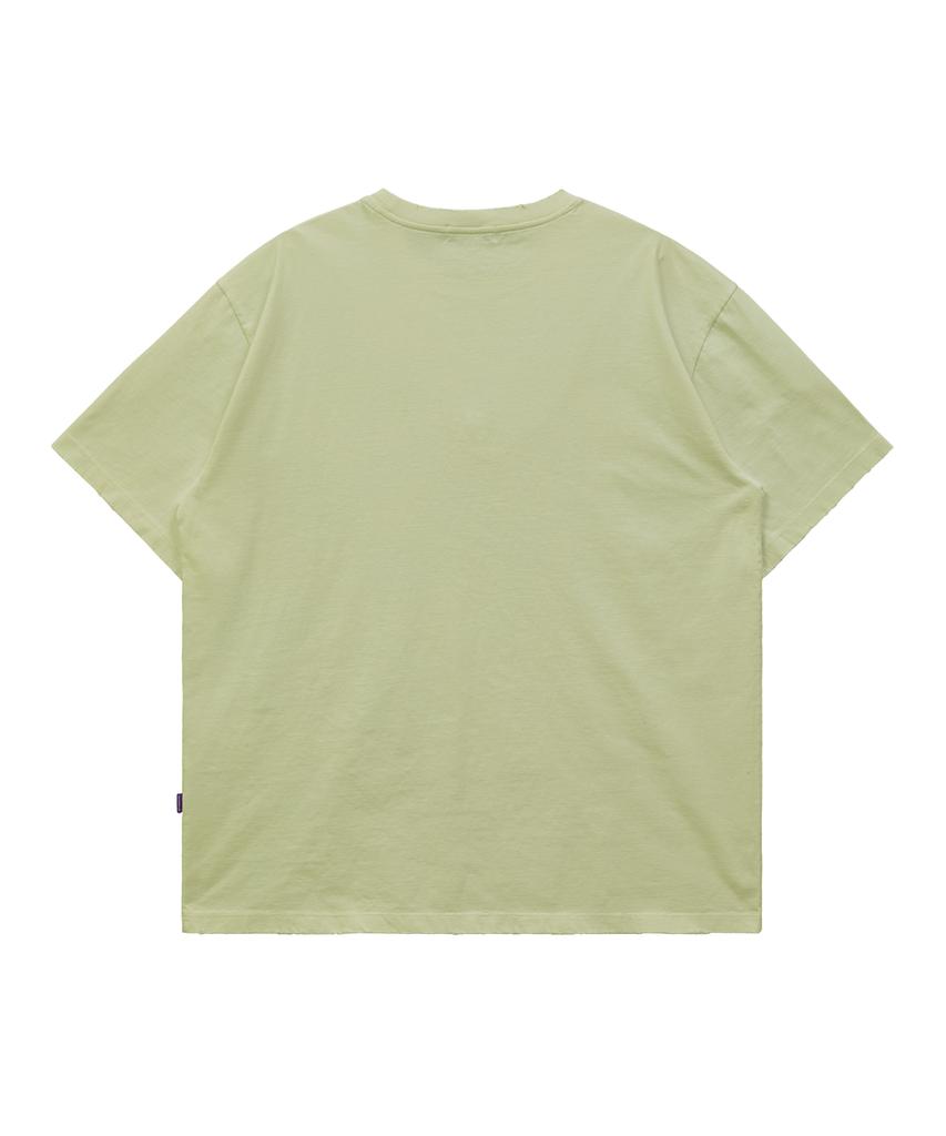 HOODHOOD Three Alien Damaged Short Sleeve T-Shirt Sage Green