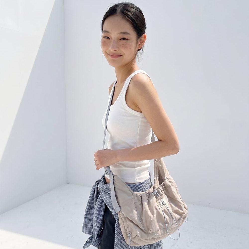 Fluit Studio Nylon Buckle Point Shirred String Crossbody Bag