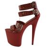 2025 new summer fish mouth high heels women's thin heels leaking toes sandals women's rivets versatile one-word buckle women's shoes