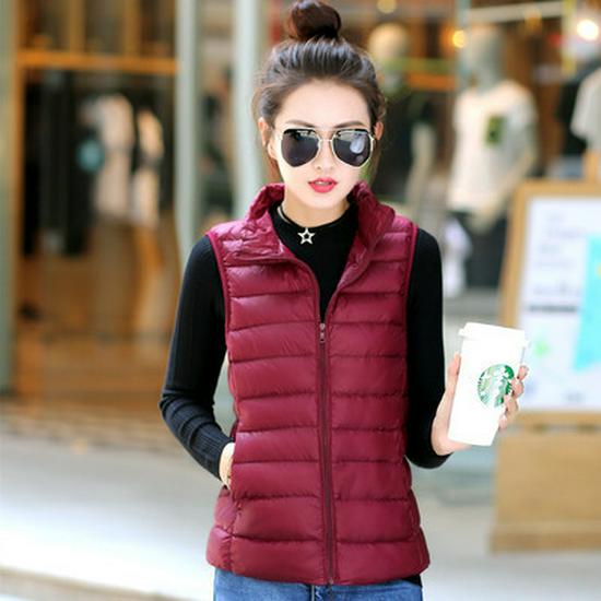 2024 Autumn Women's Lightweight Stand Collar Down Vest: Stylish Short Casual Fashion