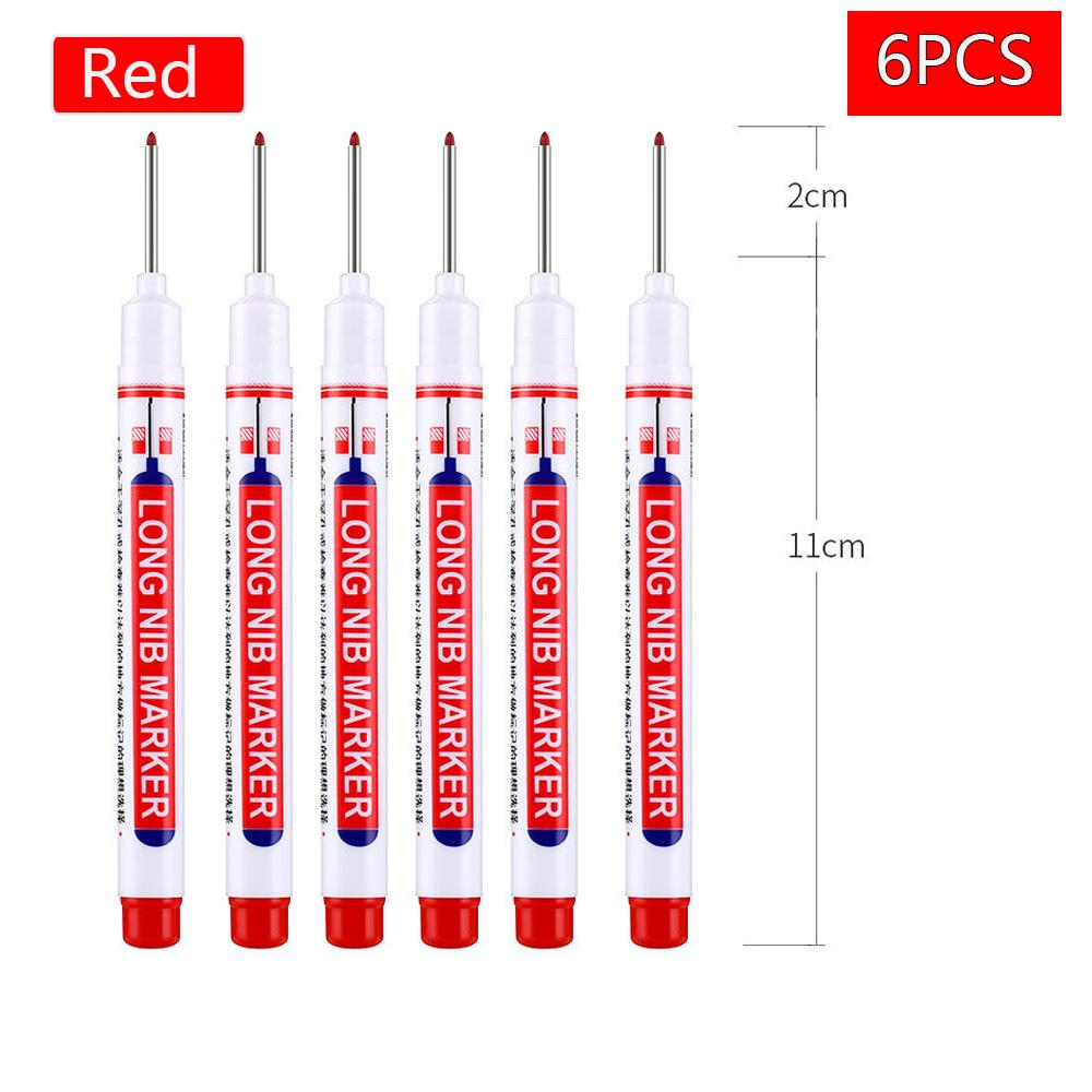1/2/4/6/8Pcs Long Head Markers Pen Bathroom Woodworking Decoration Multi-purpose Deep Hole Marker Pens Red/Black/Blue/Green Ink