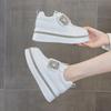 2025 Autumn Women's Rhinestone Sneakers - Petite Height Boost, Magic Tape Closure, Casual Trendy Thick Sole, White