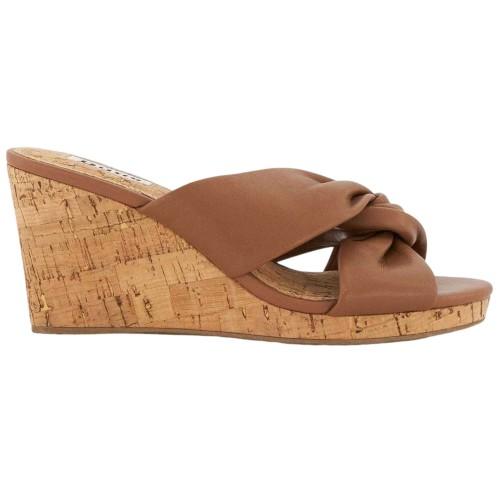 Sandali Ciabatte Zeppa in Pelle con Nodo Intrecciato da Donna Dune London