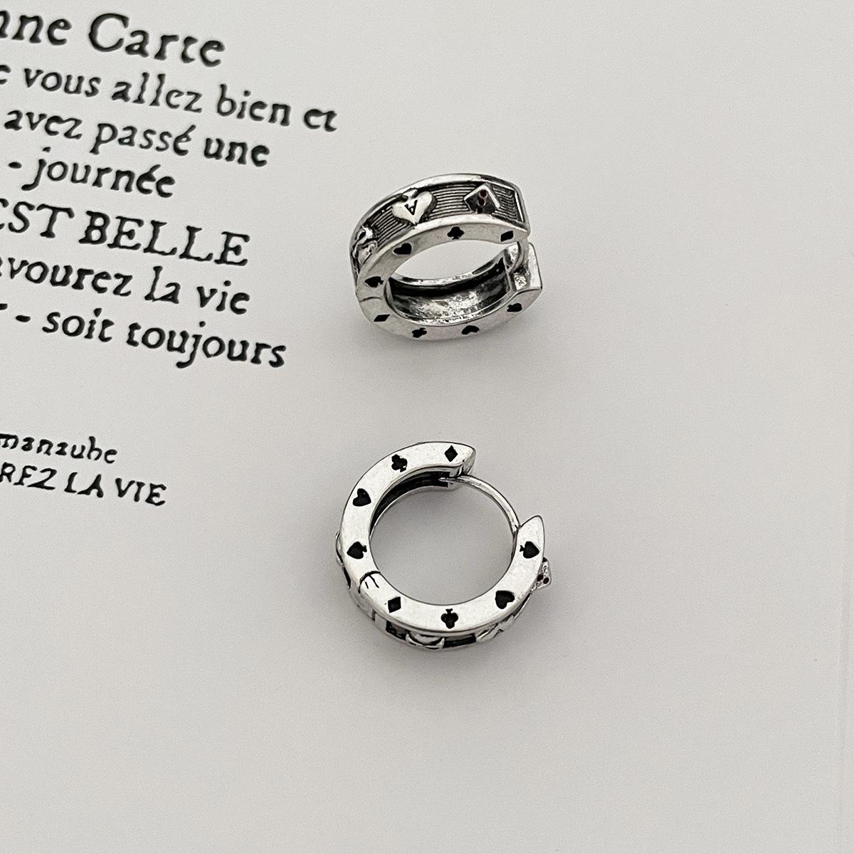 

925 Silver Needle Spade A Poker Earrings Women s Premium Sense Cold Wind Love Earrings Exquisite Fashion New Earrings Ear Buckles A pair of 925 silver needle