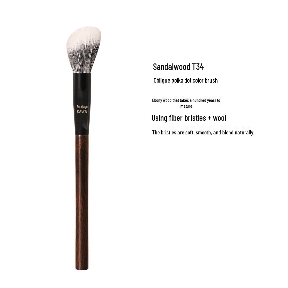 Sandalwood T34 Angled Dotting Blush Brush - Handmade Soft Anti-Aging Makeup Brush