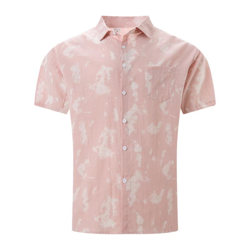 Summer New Tie-dye Lapel Short-sleeved Men's Beach Casual Sports All-match Shirt