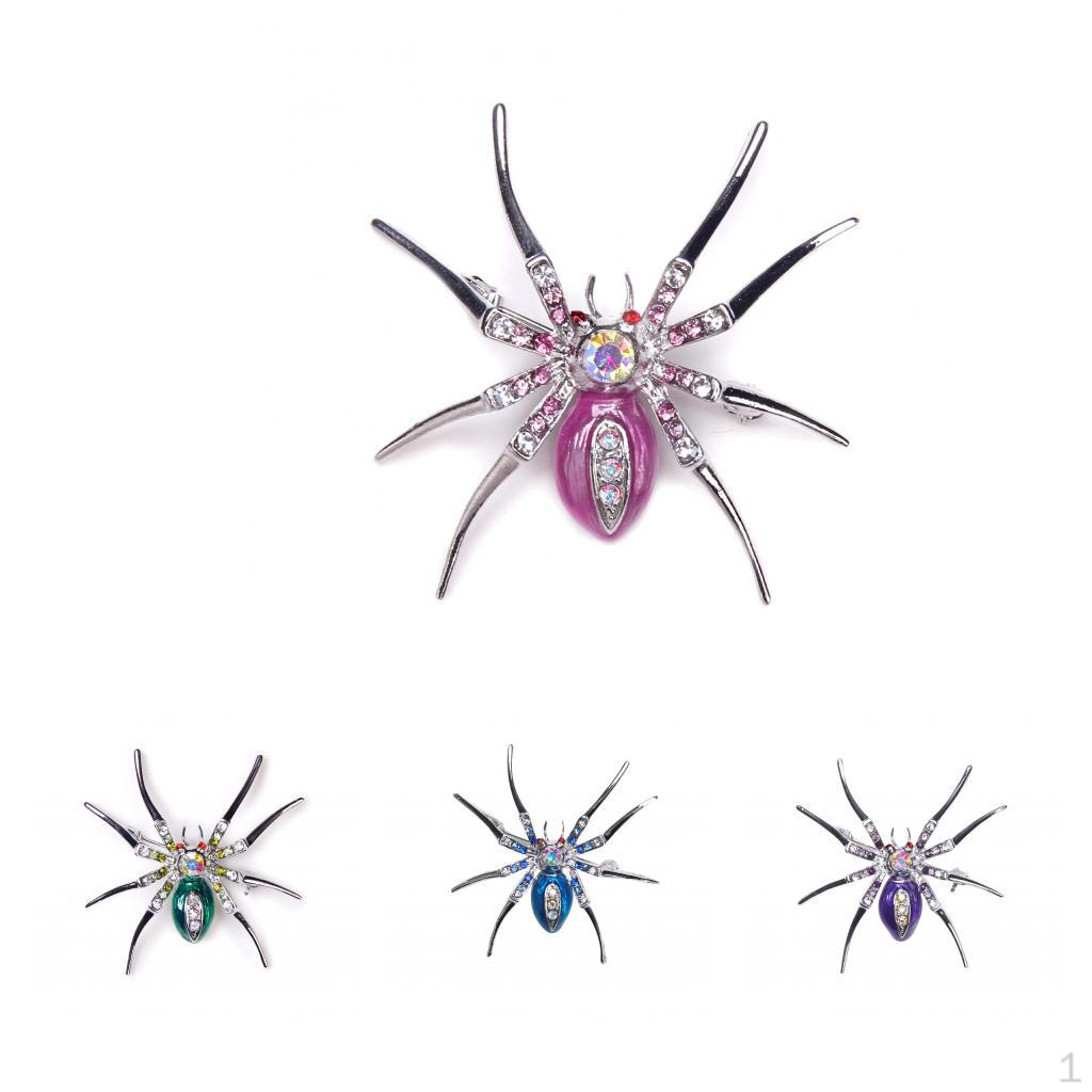 Set of 4PCS Assorted Colors Fashionable Stylish Spider Design Animal Clip Rhinestone Charms Brooch