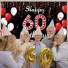 60th Birthday Decoration Banner Backdrop, Happy 60th Birthday Decorations for Women, Red Black White 60 Years Old Birthday Party Photo Booth Props