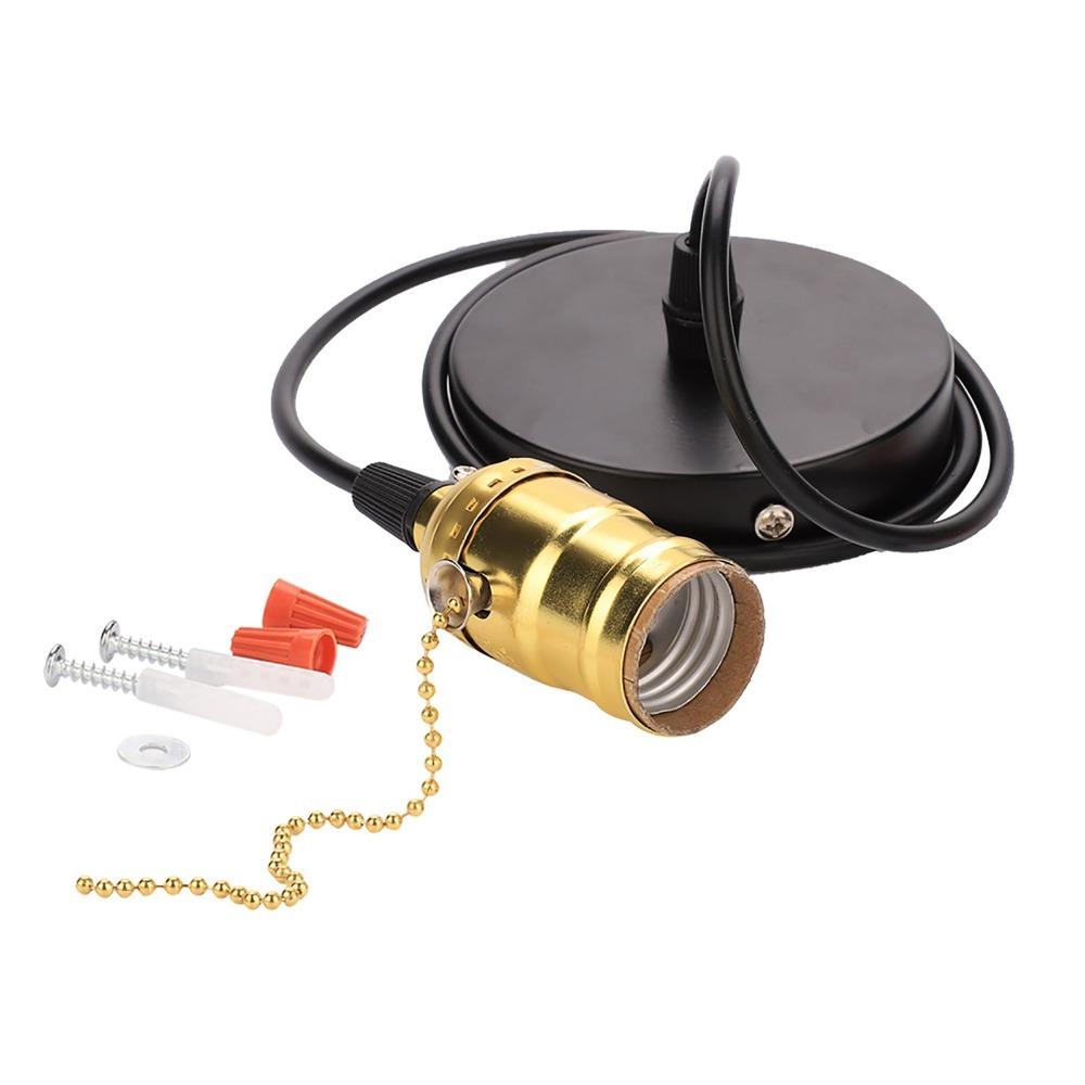 Vintage With Pull Chain Switch Pendant Light Holder Ceiling Mounted E26 E27 Pendant Lamp Holder Hanging Pendant Light Kit Cafe