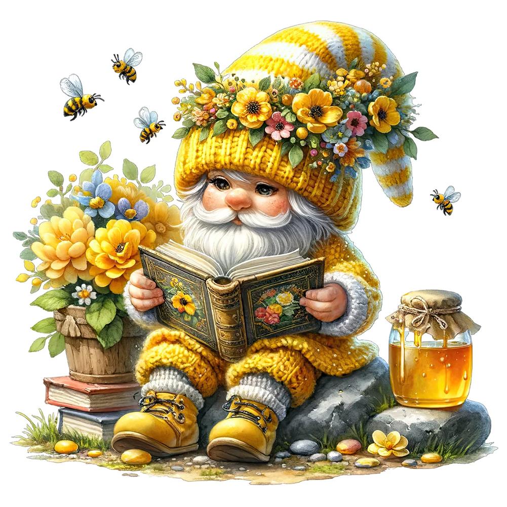 Gnome 5D DIY Full Drill Round Diamond Painting Kit for Home Wall Decoration