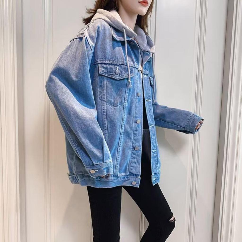 Cowboy Short Jacket for Women, Spring and Autumn Korean Version, New Long Sleeved Slim Fit Hooded Jacket Top