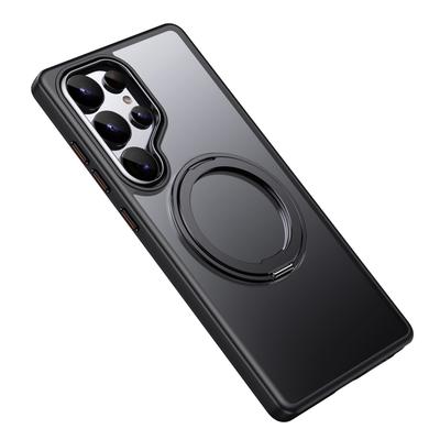 For Samsung Galaxy S25 Ultra Magnetic Case TPU + Acrylic + Metal Kickstand Matte Phone Cover
