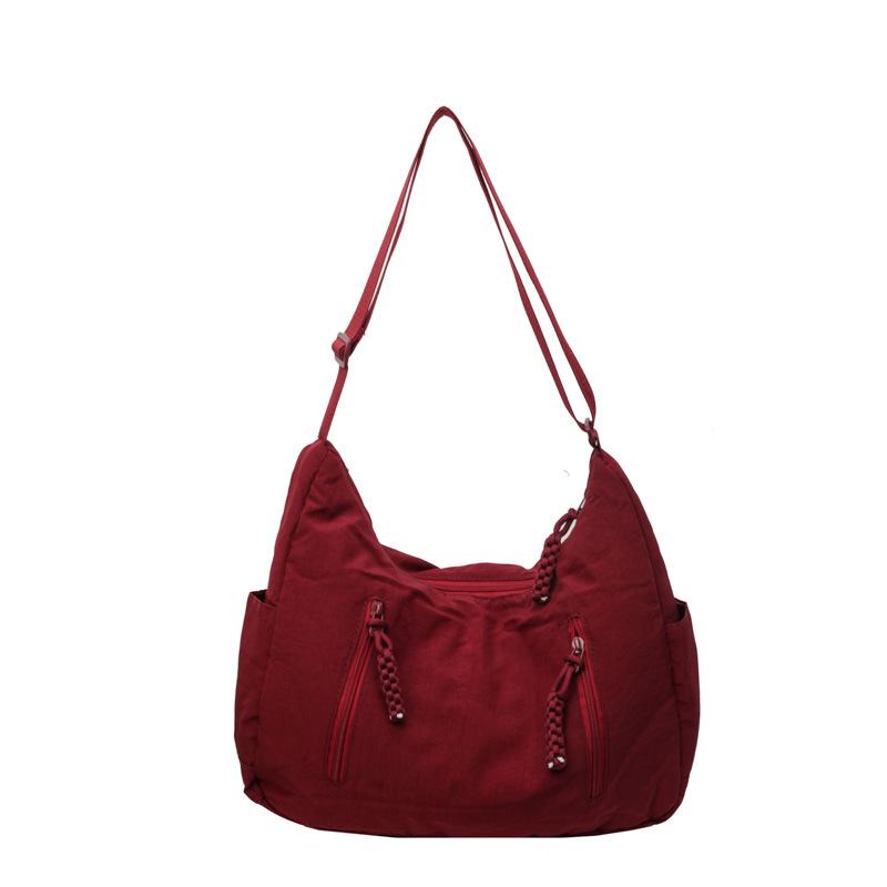 Delicate Shoulder Bag Casual Satchel Sling Purse Nylon Crossbody Bag for Travel and Outdoor Activity  Burgundy